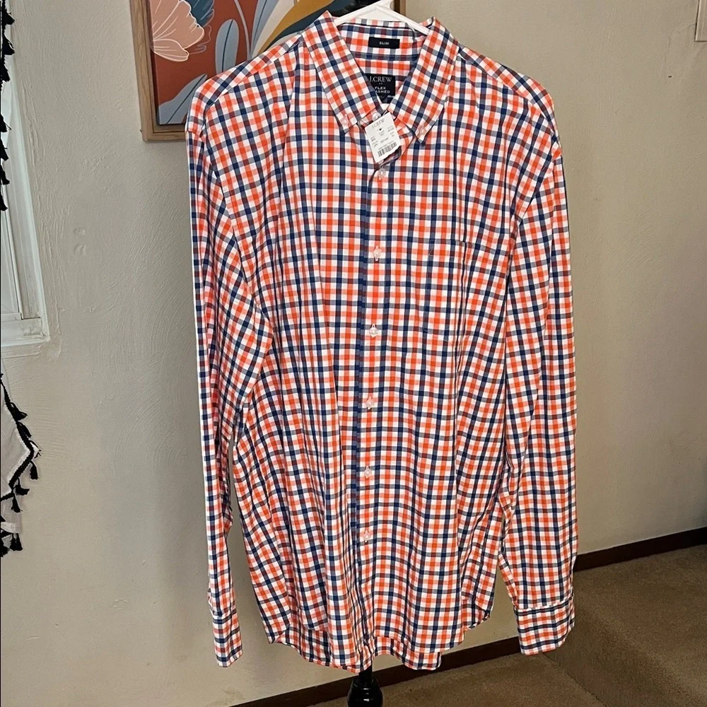 J. Crew Men's Slim Fit Flex Washed Plaid Button-Down Shirt Size XL NEW